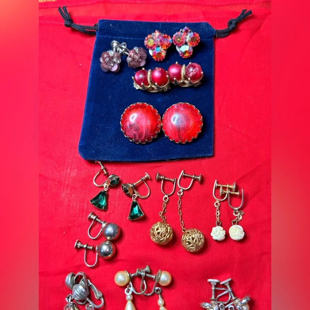 Vintage clip on and screw back earring lot West